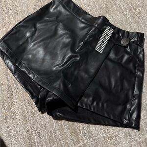 Black Leather Women Shorts